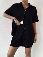 Button Up Half Sleeve Top and Shorts Set