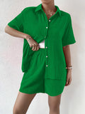 Button Up Half Sleeve Top and Shorts Set