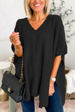 Slit V-Neck Half Sleeve Knit Top