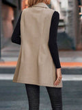 Buttoned Collared Neck Longline Vest Coat