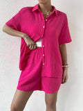 Button Up Half Sleeve Top and Shorts Set