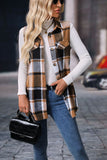 Plaid Button Up Vest Coat