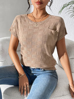 Round Neck Short Sleeve Knit Top