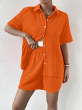 Button Up Half Sleeve Top and Shorts Set