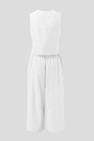 Round Neck Top and Wide Leg Pants Set