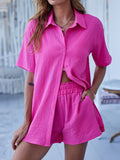 Button Up Half Sleeve Top and Shorts Set