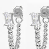 925 Sterling Silver Zircon Chain Earrings