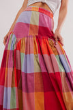 Color Block Elastic Waist Maxi Skirt