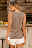 Pin-Tuck Round Neck Tank