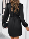 Ruched Surplice Long Sleeve Mini Dress