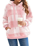 Plaid Half Zip Drawstring Hoodie