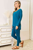 Zenana Lazy Days Full Size Long Sleeve Top and Leggings Set