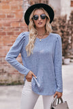 Double Take Round Neck Puff Sleeve Ribbed Top