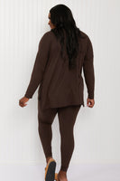 Zenana Ready to Relax Full Size Brushed Microfiber Loungewear Set in Americano