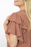 Ces Femme Here We Go Full Size Flutter Sleeve Blouse