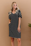 Zenana Carefree Confidence Full Size Striped T-Shirt Dress