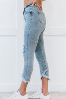 YMI Jeanswear Isabella Petite Frayed Tulip Hem Ankle Jeans