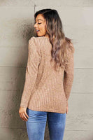 Double Take Round Neck Puff Sleeve Ribbed Top