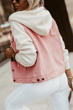 Two-Tone Spliced Denim Sherpa Hooded Jacket