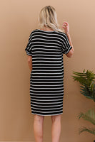 Zenana Carefree Confidence Full Size Striped T-Shirt Dress