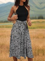 Leopard Halter Neck Midi Dress