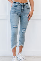 YMI Jeanswear Isabella Petite Frayed Tulip Hem Ankle Jeans