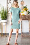 Ribbed Round Neck Short Sleeve Dress