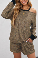 Leopard Print Cutout Top and Shorts Lounge Set