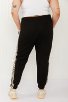 Zenana Animal Lover Full Size Leopard Panel Joggers in Black