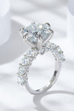 3-Carat Moissanite Platinum-Plated Side Stone Ring