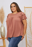 Ces Femme Here We Go Full Size Flutter Sleeve Blouse