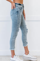 YMI Jeanswear Isabella Petite Frayed Tulip Hem Ankle Jeans