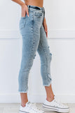 YMI Jeanswear Isabella Petite Frayed Tulip Hem Ankle Jeans