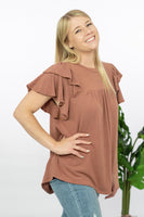 Ces Femme Here We Go Full Size Flutter Sleeve Blouse