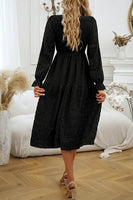 Round Neck Velvet Smocked Flounce Sleeve Dress