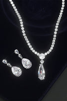 Cubic Zirconia Pendant Necklace and Earrings Set