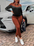 Two-Tone Quarter-Zip Top and Joggers Set