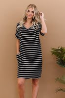 Zenana Carefree Confidence Full Size Striped T-Shirt Dress