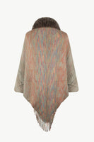 Open Front Fringe Hem Poncho