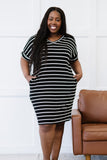 Zenana Carefree Confidence Full Size Striped T-Shirt Dress